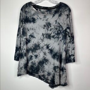 Calvin Kelin performance Space Dye Black Gray 3/4 Sleeve Shirt Small NWT